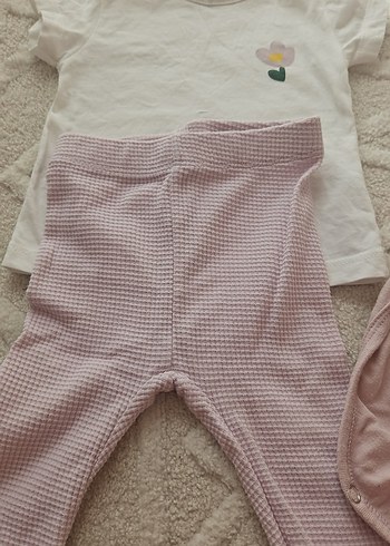 Pastel Pembe Kız Bebek 3'lü Kıyafet Seti