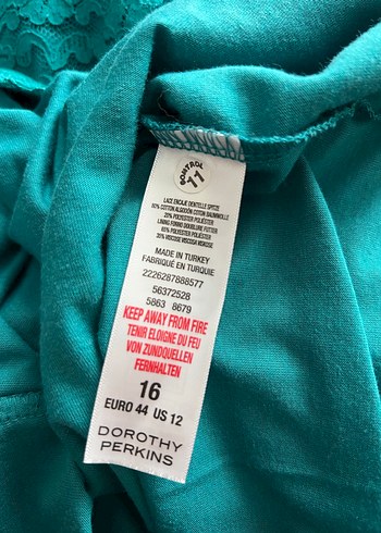 Dorothy Perkins Dantel Detaylı Turkuaz Kolsuz Bluz