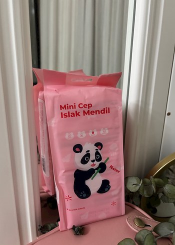 Pembe Baskılı Mini Cep Islak Mendil