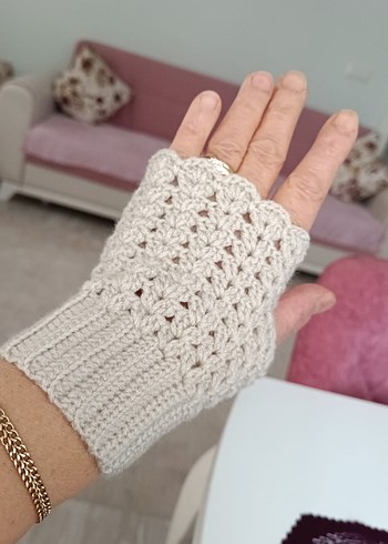 Dantel Detaylı Örgü Bohem Kadın Eldiveni - Görsel 5