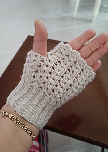 Dantel Detaylı Örgü Bohem Kadın Eldiveni - Görsel 2