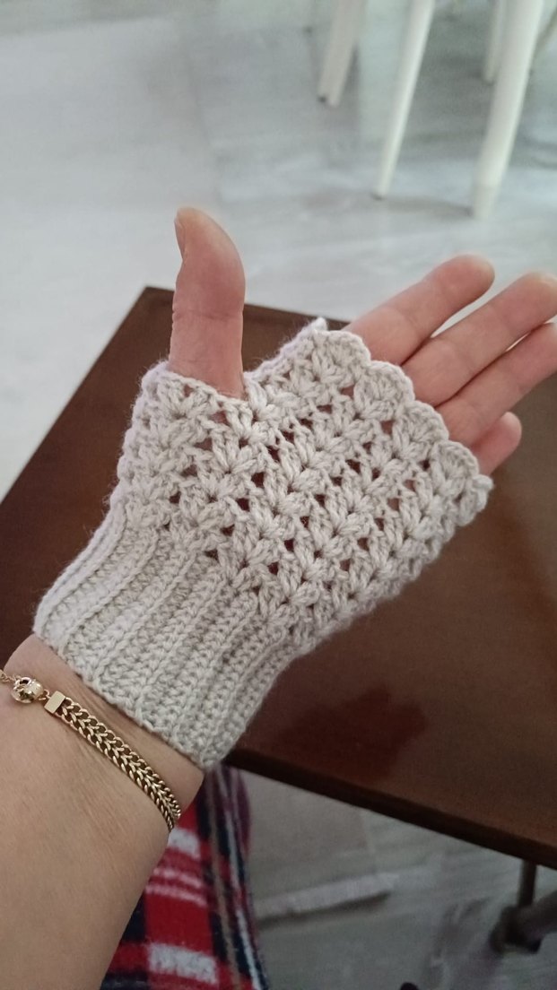 Dantel Detaylı Örgü Bohem Kadın Eldiveni - Görsel 2