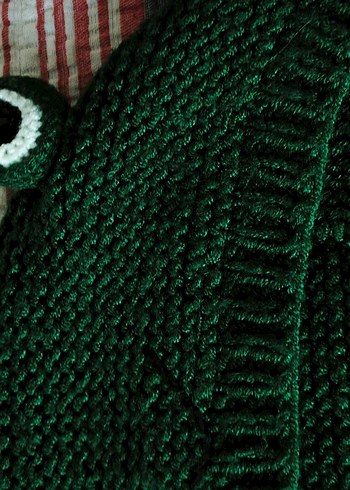 Koyu Yeşil El örgüsü kurbağa bere - Görsel 3