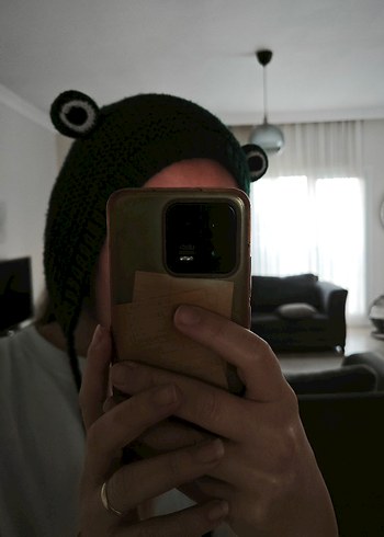 Koyu Yeşil El örgüsü kurbağa bere - Görsel 7