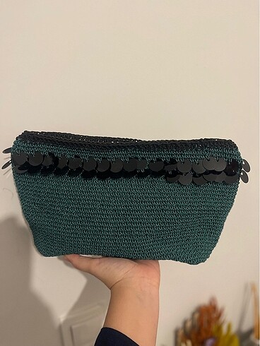  Beden Zümrüt yeşili clutch çanta