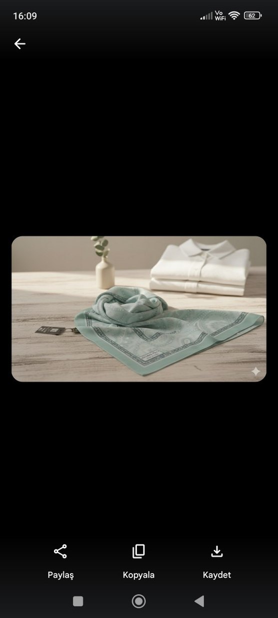 Turkuaz İpek Görünümlü Dökümlü Fular - Görsel 2