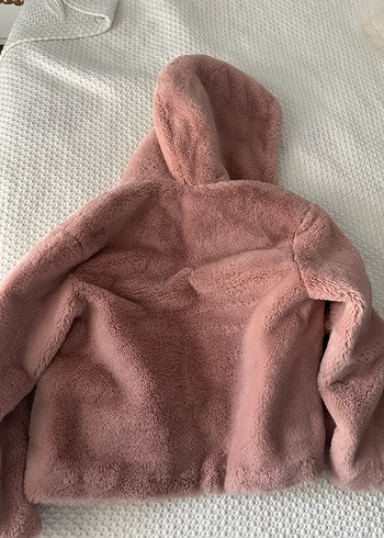 Stradivarius Pembe Tüylü Peluş Kadın Mont - Görsel 3