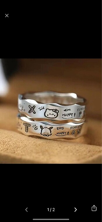 Shein Çift Couple Yüzük Hello Kitty