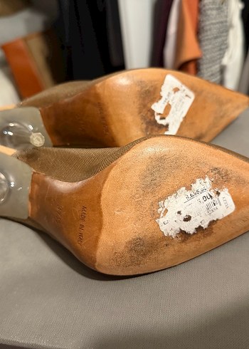 Yeezy Marka Bej Süet Tokalı Stiletto Kadın Topuklu Ayakkabı - Görsel 2