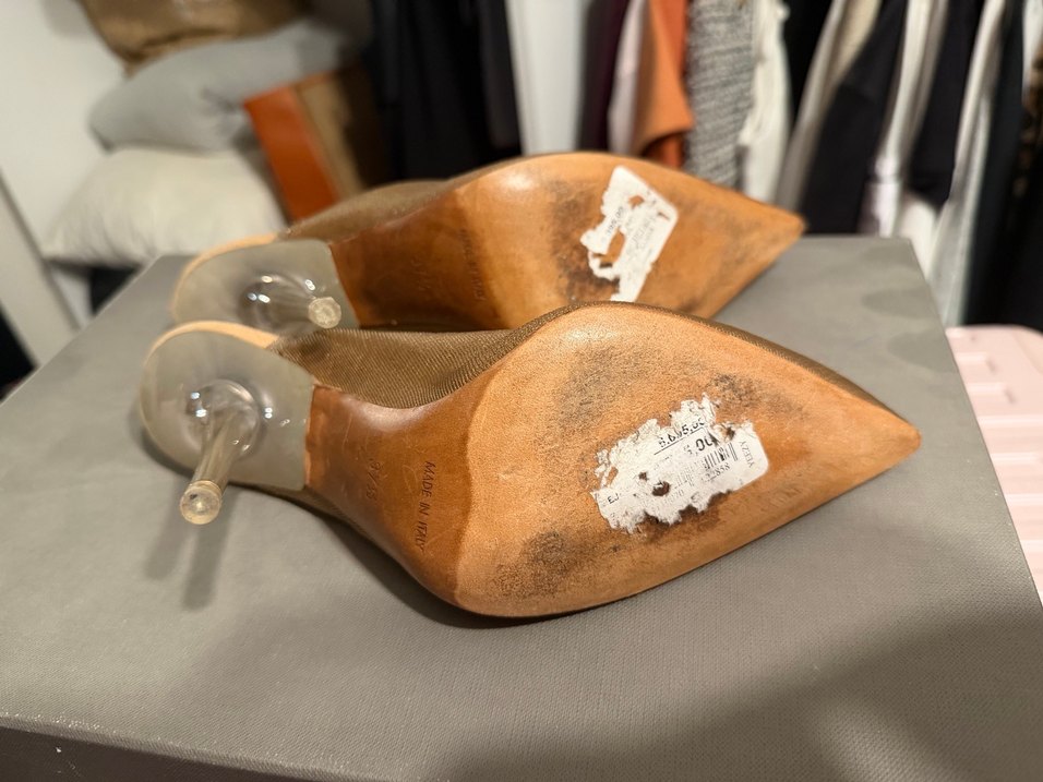 Yeezy Marka Bej Süet Tokalı Stiletto Kadın Topuklu Ayakkabı - Görsel 2