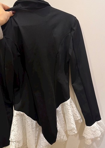 Dantelli Siyah Deri Midi Kadın Takım - Görsel 3