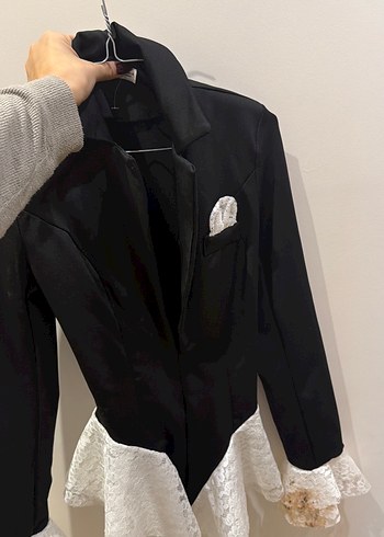 Dantelli Siyah Deri Midi Kadın Takım - Görsel 2