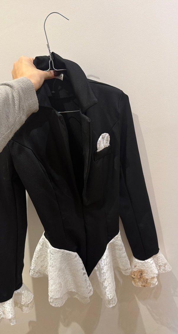 Dantelli Siyah Deri Midi Kadın Takım - Görsel 2