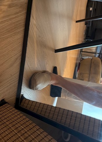 Beyaz Deri Yılan Desenli Dolgu Topuk Espadril - Görsel 5
