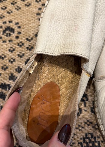 Beyaz Deri Yılan Desenli Dolgu Topuk Espadril - Görsel 3