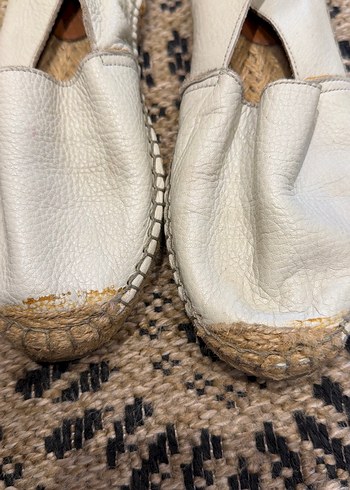 Beyaz Deri Yılan Desenli Dolgu Topuk Espadril - Görsel 2