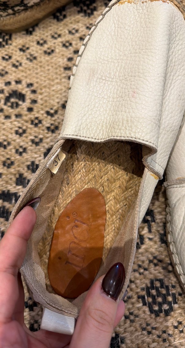 Beyaz Deri Yılan Desenli Dolgu Topuk Espadril - Görsel 3