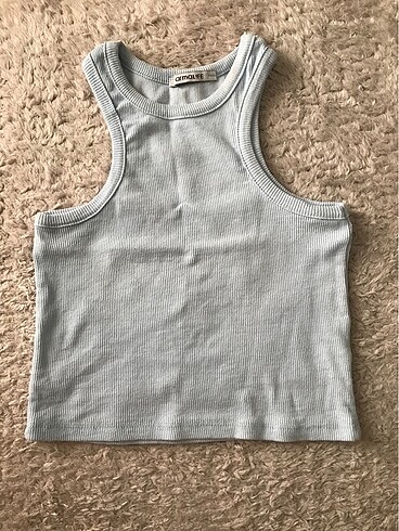 buz mavisi halter yaka crop top