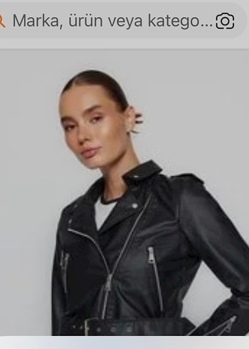 Kadın Siyah Deri Biker Ceket