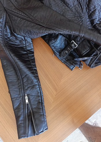 xl Beden siyah Renk Siyah Parlak Kadın Deri Biker Ceket