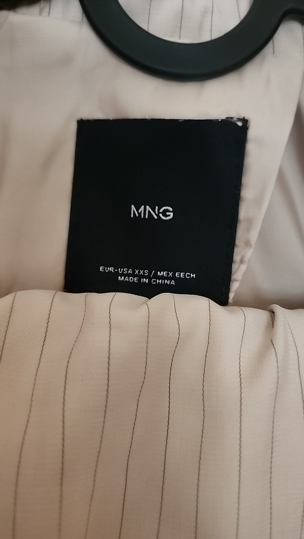 Mango Bej Çizgili Kadın Blazer Ceket ve Pantolon Takım Oversize - Görsel 4