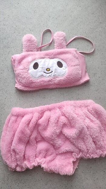 Köstebek Harajuku pijama takımı pembe s beden