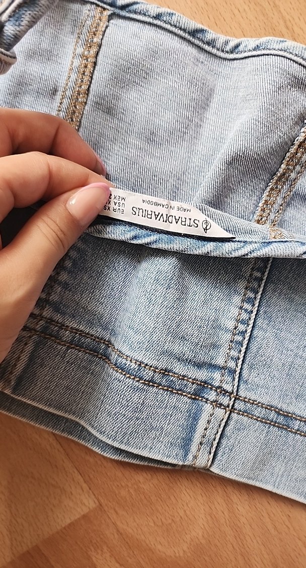 Stradivarius Denim Mini Crop Top 34 - Görsel 3