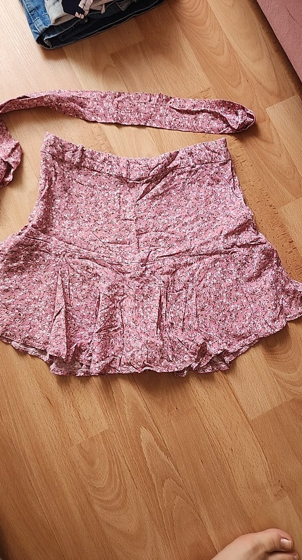 Pembe Fırfırlı Bohem Mini Etek 36 - Görsel 2