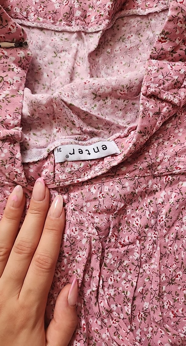 Pembe Fırfırlı Bohem Mini Etek 36 - Görsel 3