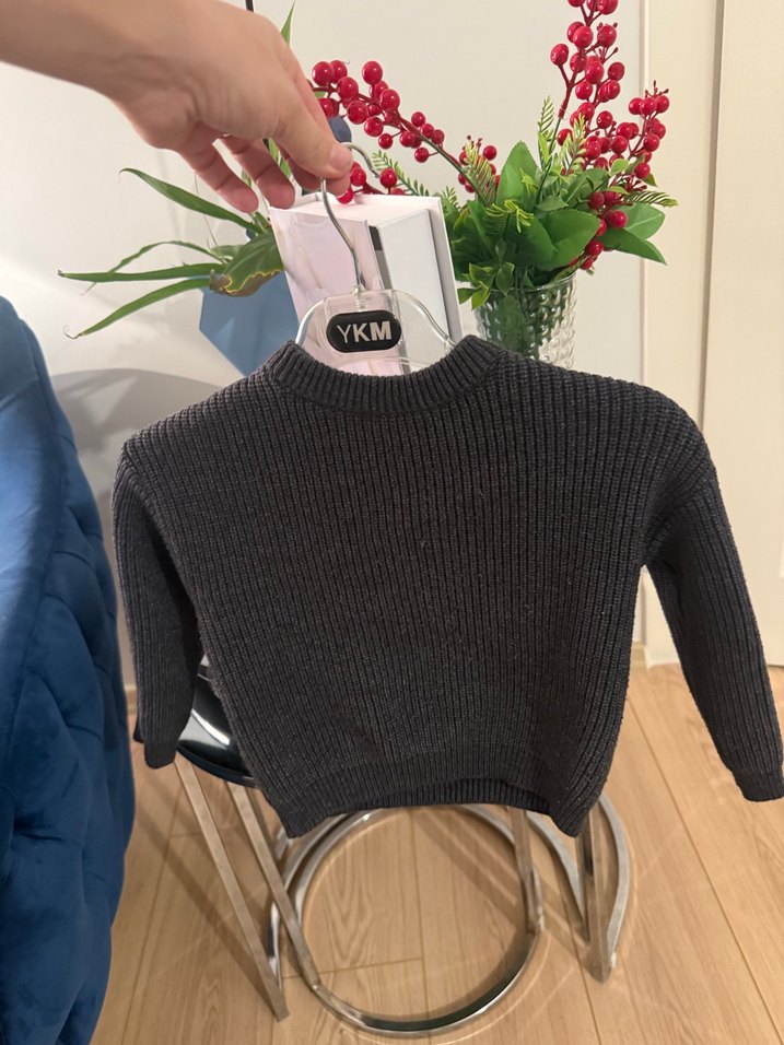 Gri Örgü Erkek Çocuk Kazak - Görsel 2