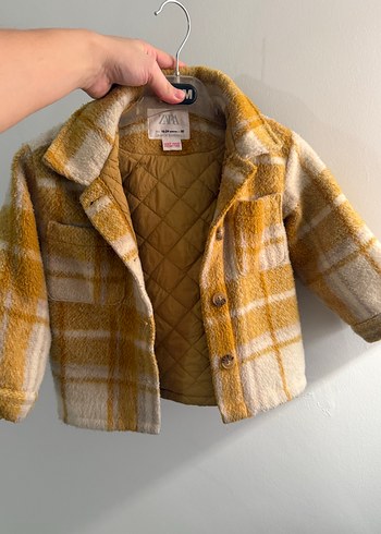 Sarı Ekoseli Yünlü Çocuk Kaban - Görsel 3