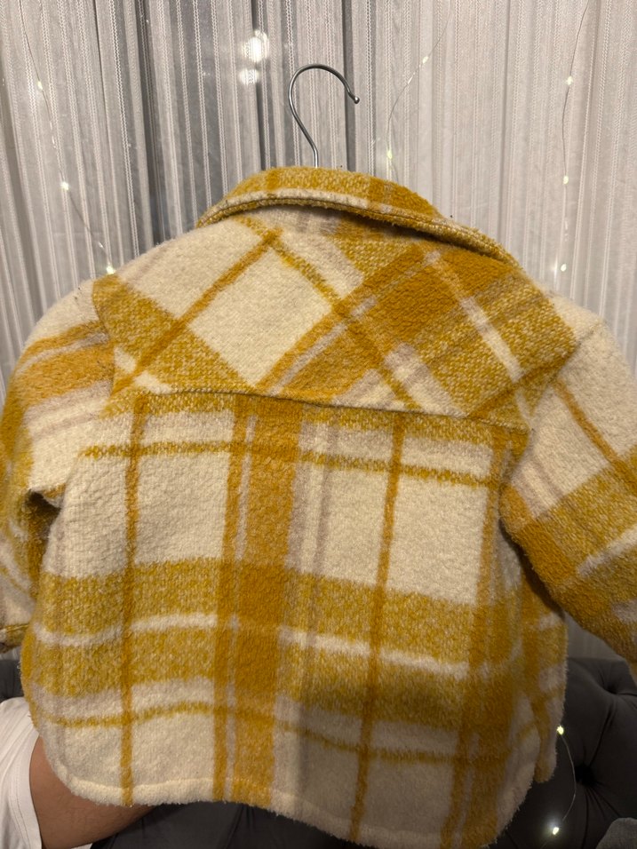 Sarı Ekoseli Yünlü Çocuk Kaban - Görsel 2