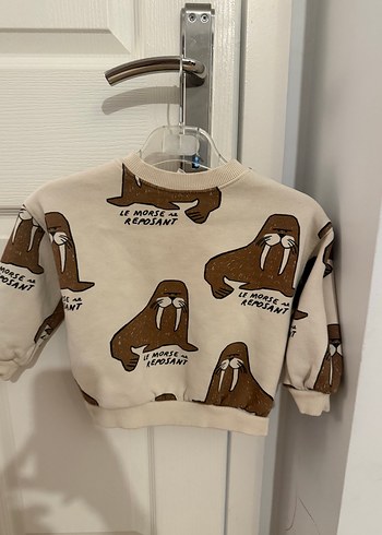 Kahverengi Baskılı Çocuk Sweatshirt&tayt takımı - Görsel 2