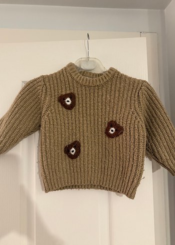 Kahverengi Nakışlı Örgü çocuk Kazak - Görsel 2