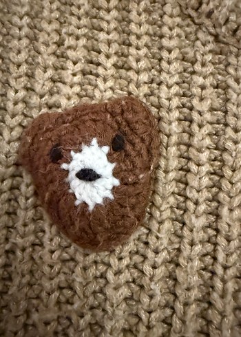 Kahverengi Nakışlı Örgü çocuk Kazak - Görsel 3