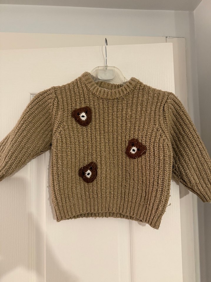 Kahverengi Nakışlı Örgü çocuk Kazak - Görsel 2