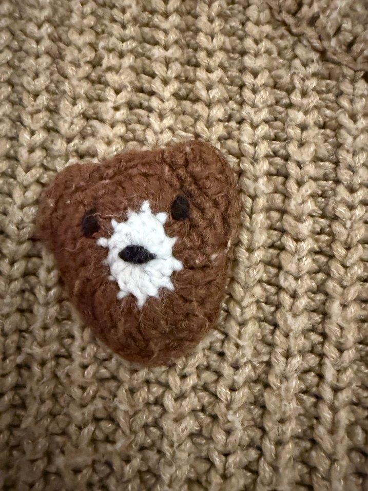 Kahverengi Nakışlı Örgü çocuk Kazak - Görsel 3