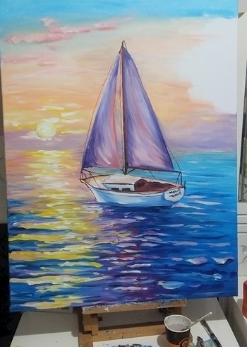 tablo kiraz çiçekleri manzara - Görsel 7