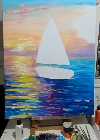 tablo kiraz çiçekleri manzara - Görsel 8