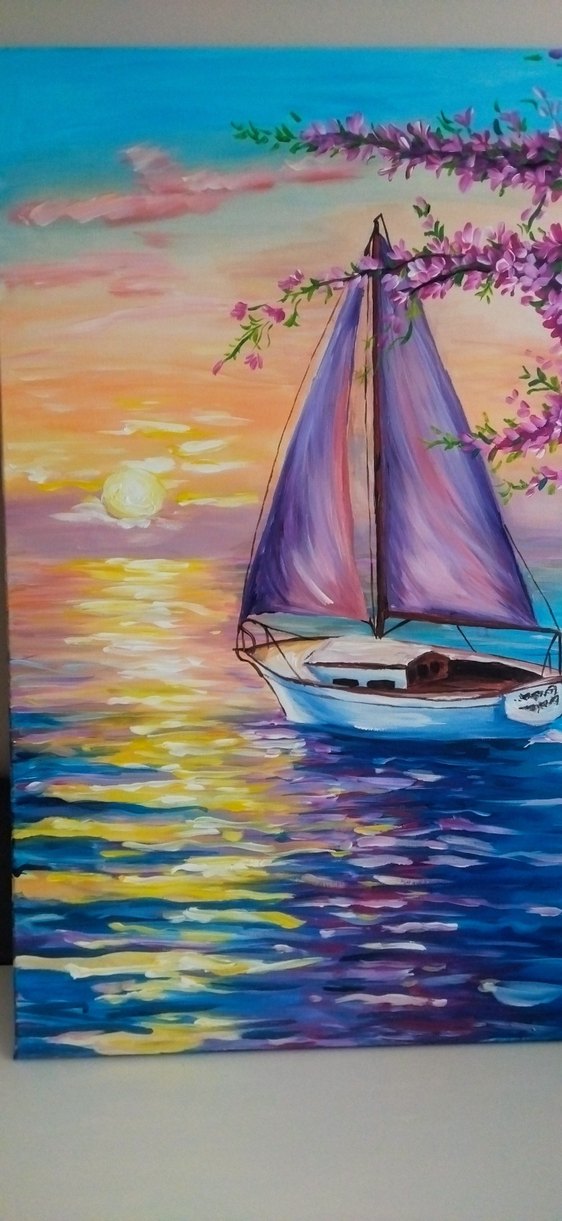 tablo kiraz çiçekleri manzara - Görsel 4