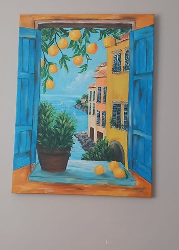 Beden turuncu Renk tablo limon ağacı manzara