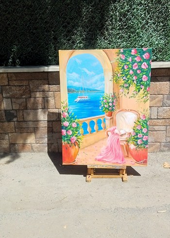 manzara tablo balkon sefası - Görsel 5