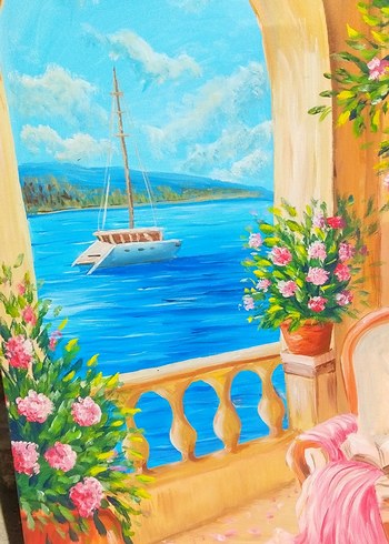 manzara tablo balkon sefası - Görsel 7