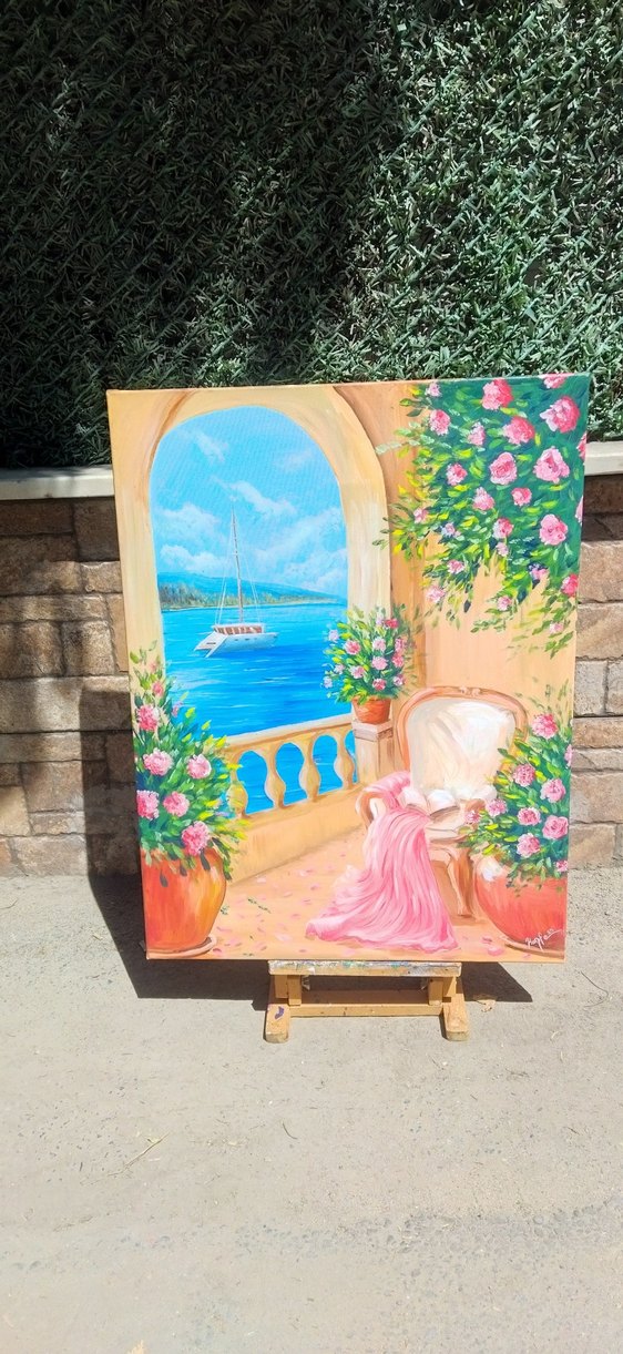 manzara tablo balkon sefası - Görsel 3