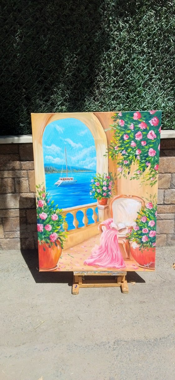 manzara tablo balkon sefası - Görsel 4