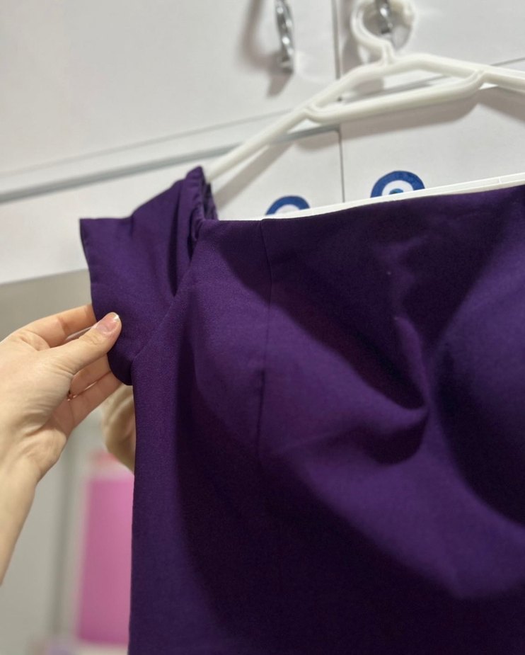 Mor Midi Drapeli Kadın Elbise Abiye - Görsel 5