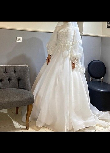 Helen model zarif tesettür gelinlik - Görsel 3