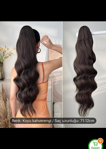 Diğer Siyah Dalgalı Sentetik Saç Toka 71 cm