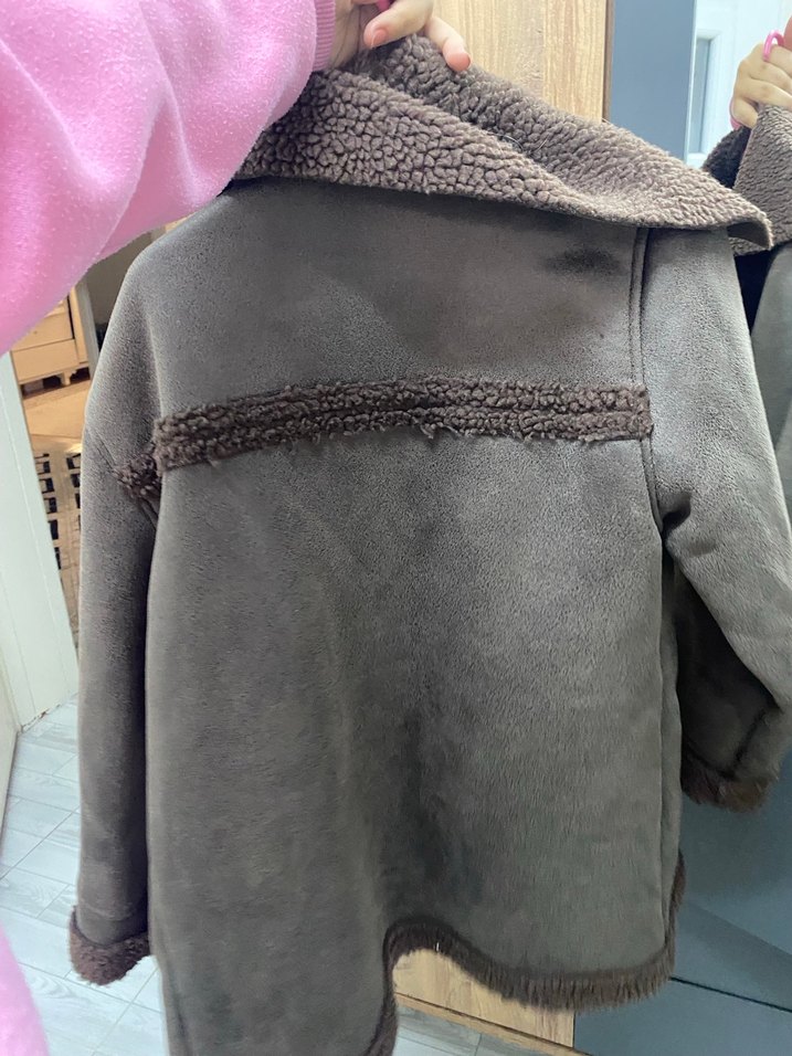 Kahverengi Süet Kürklü Midi Ceket - Görsel 2