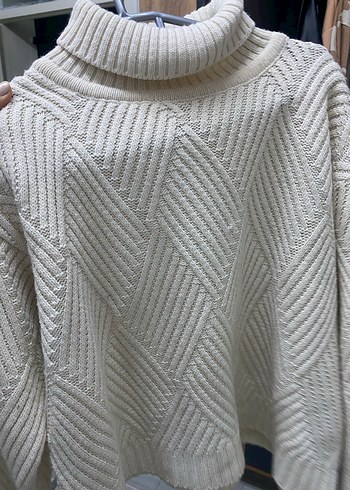 Beyaz Balıkçı Yaka Örgü Kadın Kazak - Görsel 2